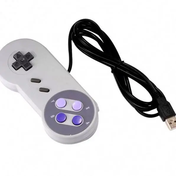 Controle Usb Super Nintendo Snes Para Computador Pc Mac Emulador - Botões  Roxo