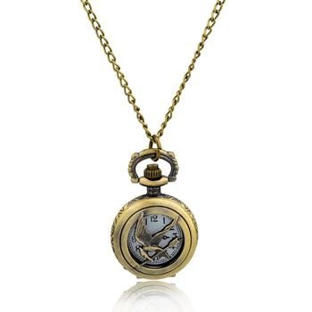 Antique Bronze Clock Mechanical Fashion Jewelry pendant with chain Pocket Watch