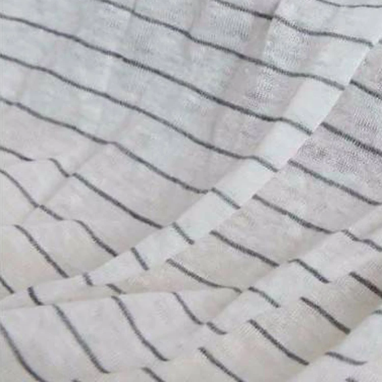 Поставщик 92% лен 8% вискоза полоса ткани для футболка с длинными