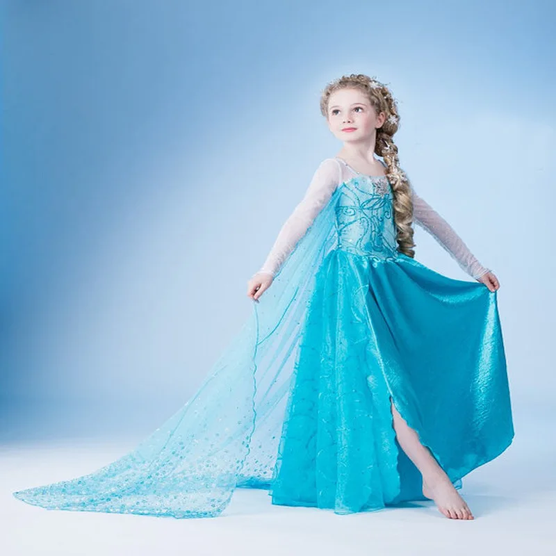 Princess Girl Dress Children Clothing fever anna elsa dress Girls Cosplay Costume fantasia kids Baby Girl