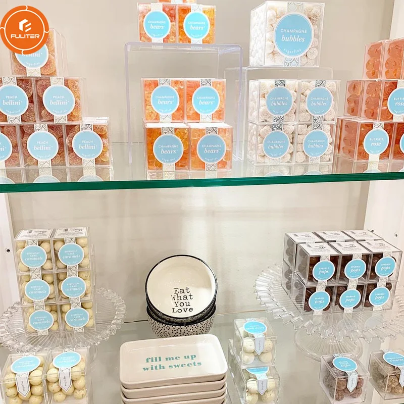 Custom Clear Square Acrylic Chocolate Box Candy Packaging For Valentine