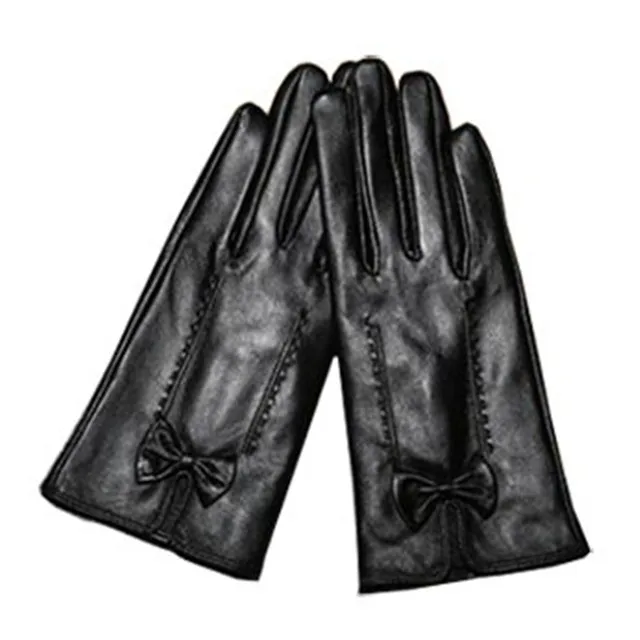 Модная черная зимняя женская ветрозащитная варежка из натуральной овечьей кожи с
