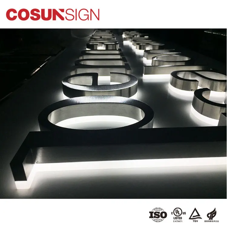 Wholesale Back Lit Laser LED 3D Custom Metal Wall Decor Sign for Companies Outdoor