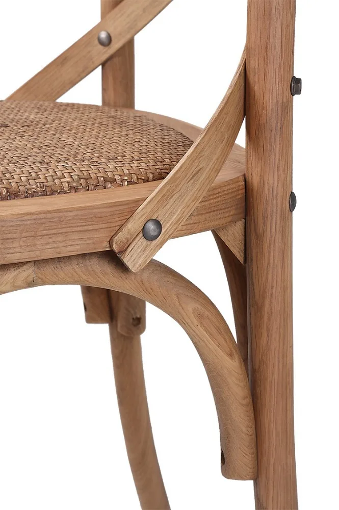 Wholesale Vintage Banquet Wooden Oak X Cross Back Solid Wood Birch