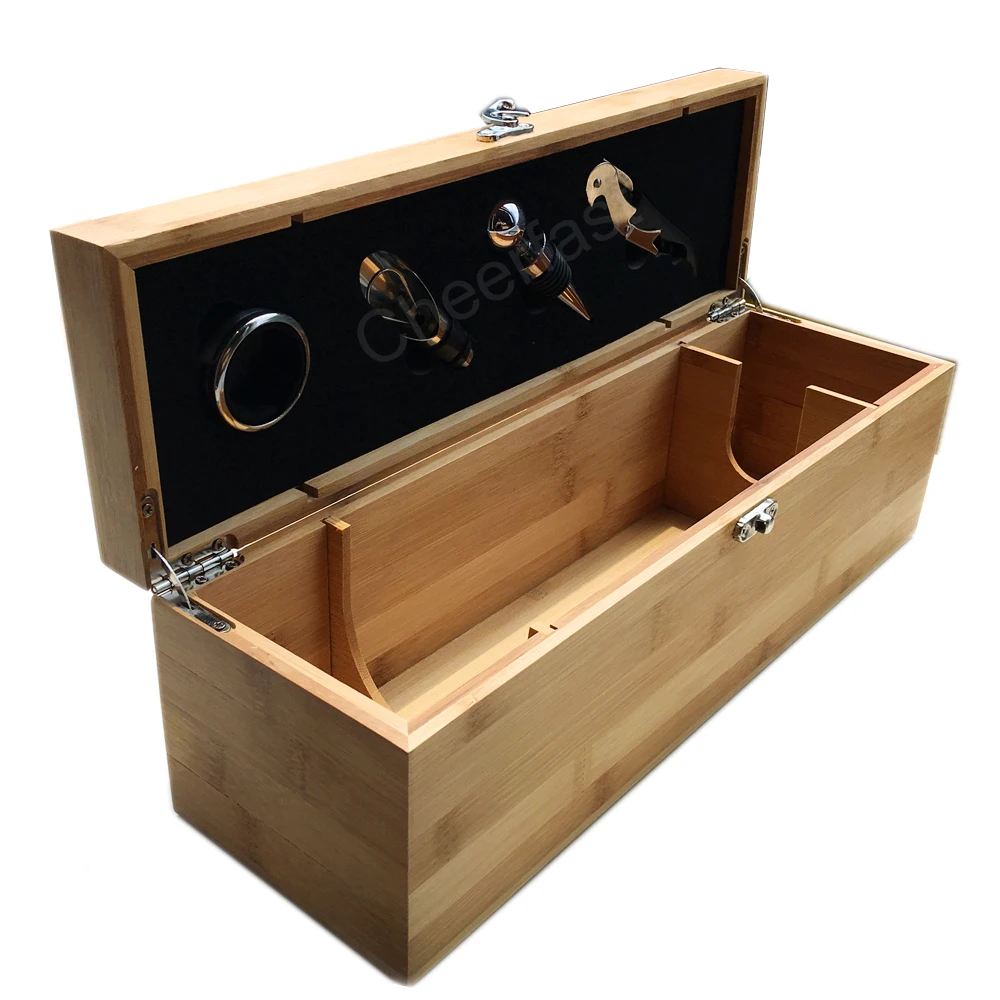 Grunwerg Classic Design 4 Piece Wine Set in Deluxe Bamboo Presentation Box 