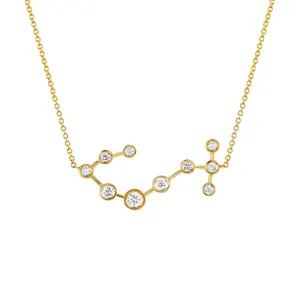 High Polish 925 Silver Gold Over Small Star Scorpio  Zodiac Necklace