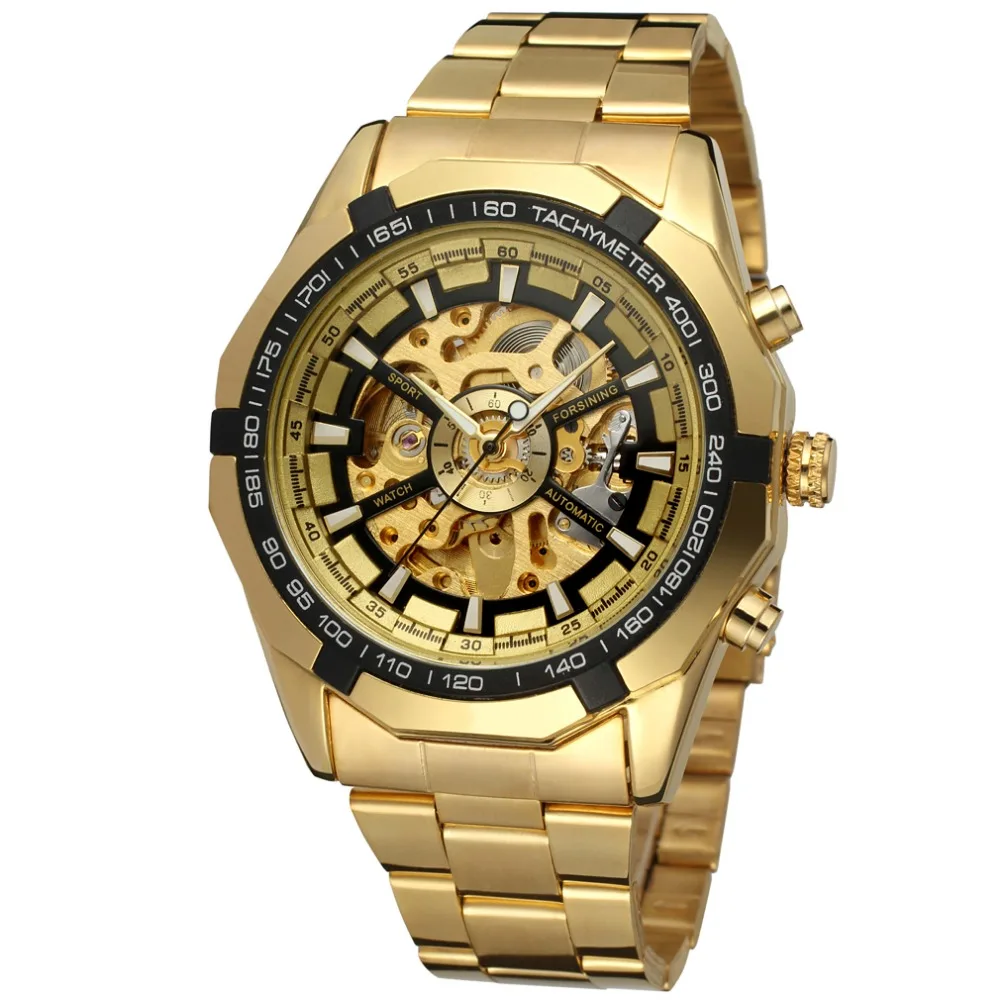 
2021relogio forsining часы Скелет автоматические механические часы золото Мужчины Скелет из нержавеющей стали Кварцевые часы для мужчин, который надевается на лучезапястный сустав 