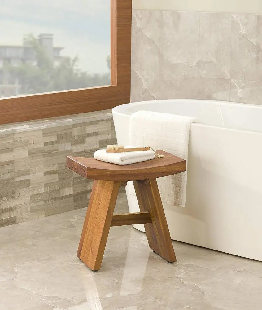 Panca Sgabello Legno Per Bagno Bambù Panca Doccia Interno Sgabello
