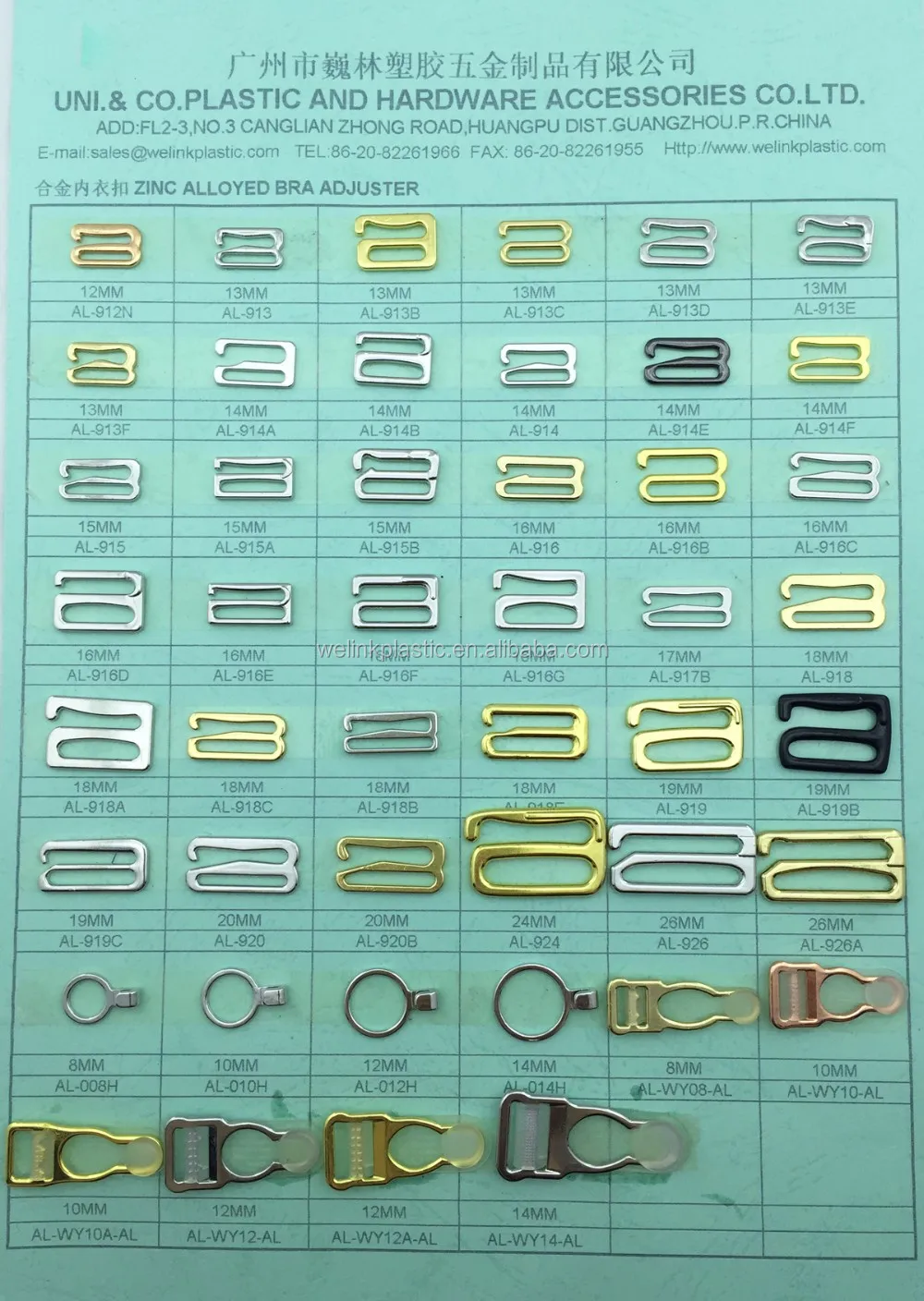 Gancho sujetador cierre de Rose oro Slider para ropa interior