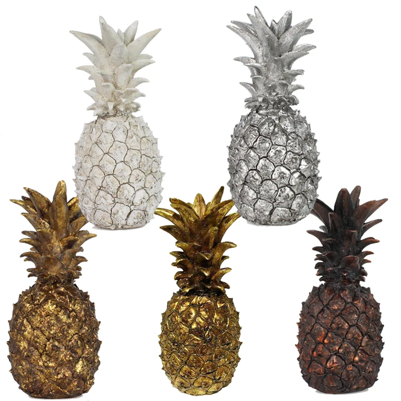 Wholesale artificial gold and silver resin pineapple home decor supplier