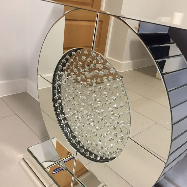 Hot Sales Rhombus Crystal Mirrored Console Table With Wall Mirror Set for Home Hotel