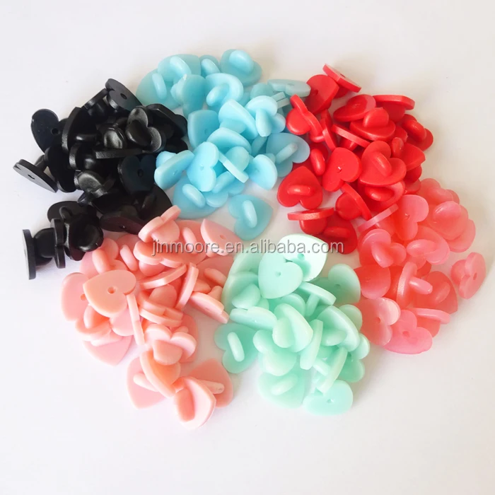 Mixed Color Heart Shape Rubber Backs for Enamel Lapel Pins Clasp Backings