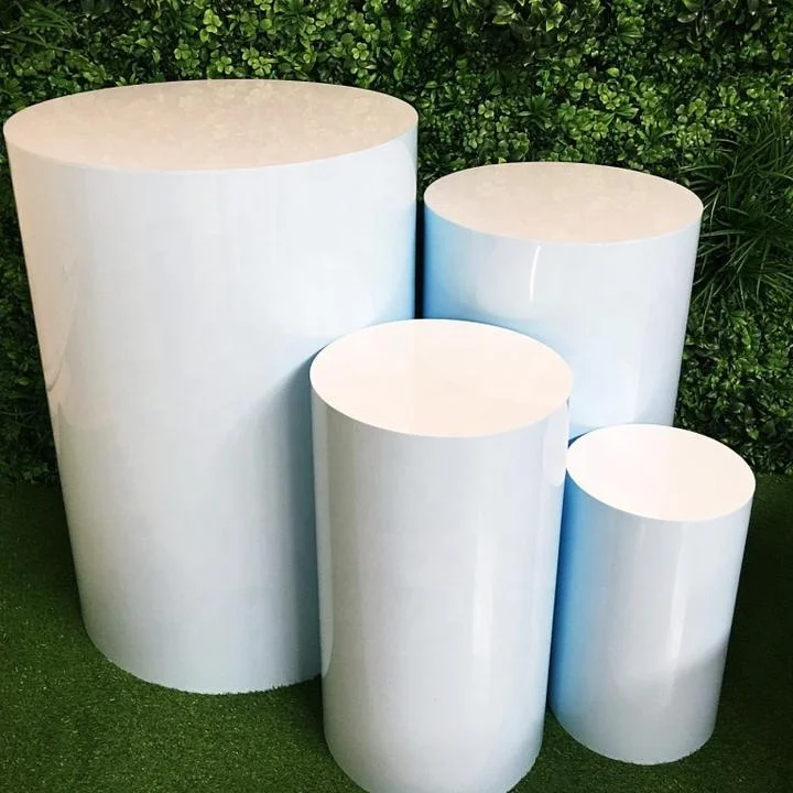 Wholesale Large Metal Round Cylinder Plinth White Metal Display Plinth for Exhibitions Events Weddings