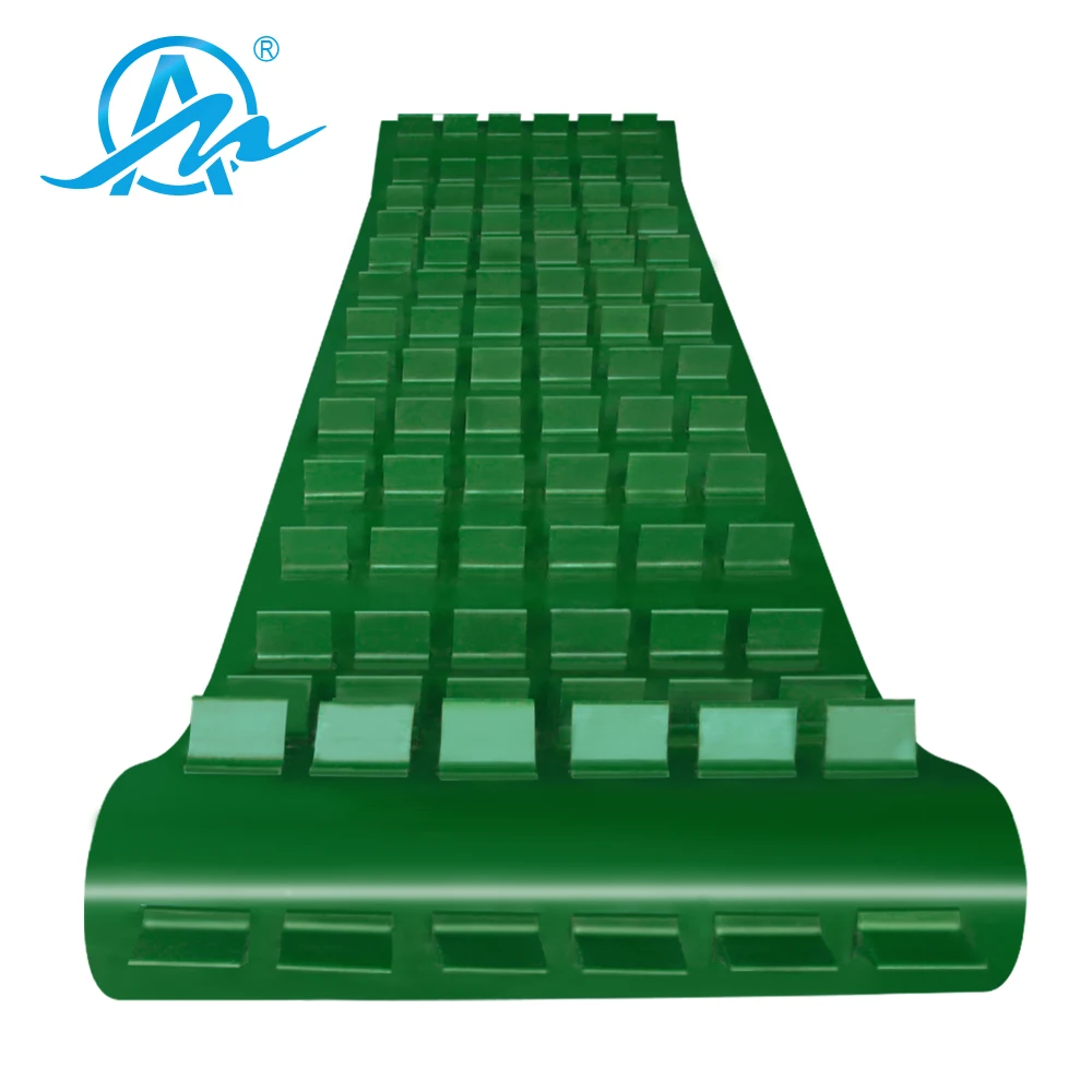 Зеленый ПВХ перегородки конвейер используемый в обрабатывающей промышленности