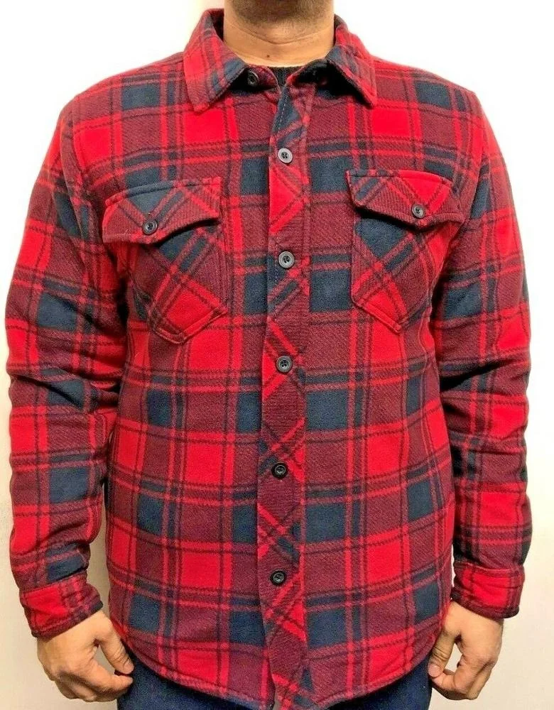 MENS PADDED THICK LUMBER JACK SHIRT QUILTED LINED CHECK WORKER WARM WINTER M L XL XXL 