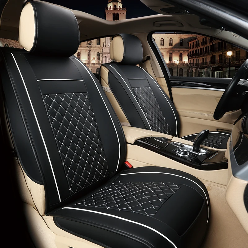 Source Heavy Duty Leather Car Seat Covers Black With Line Stitching Fits All Seasons on m.alibaba.com