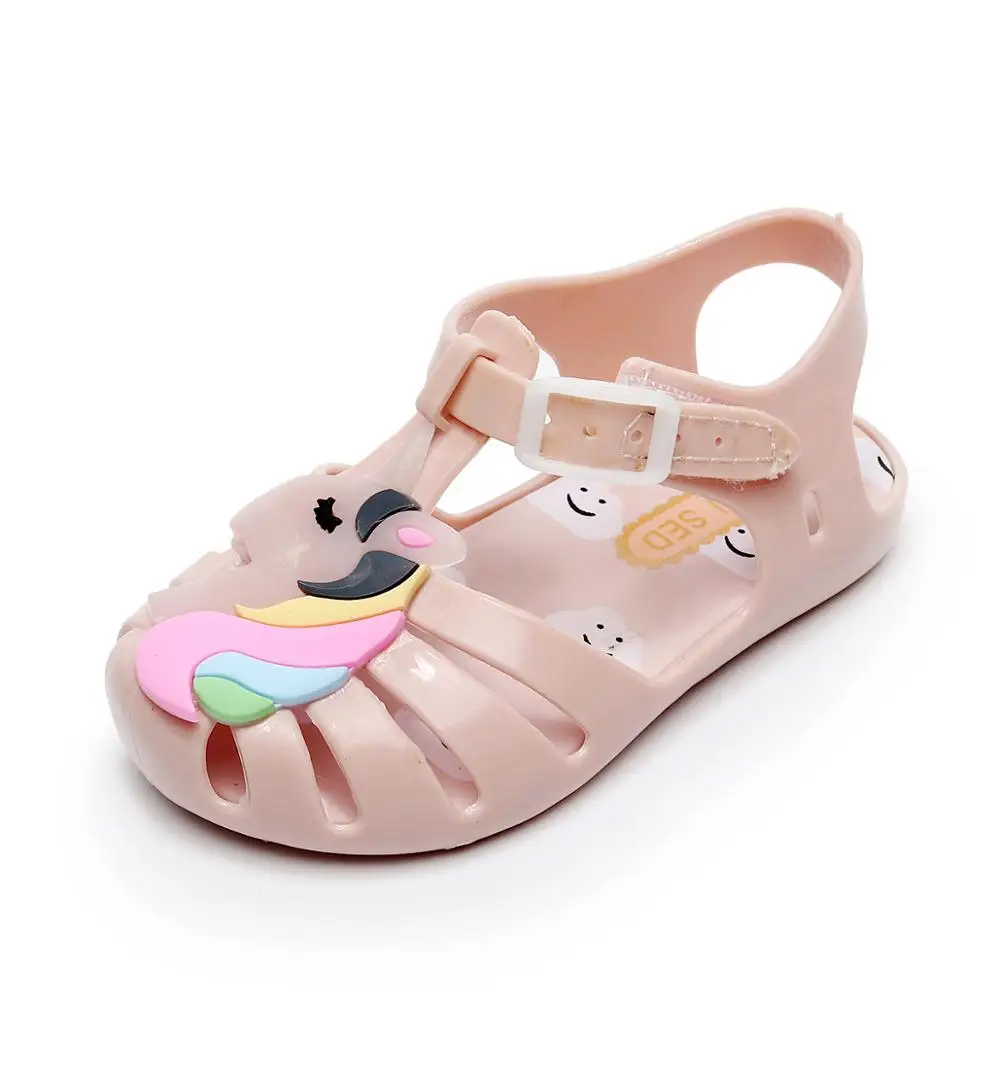 
 Разноцветные летние дышащие мини-сандалии-желе для девочек в римском стиле с единорогом  