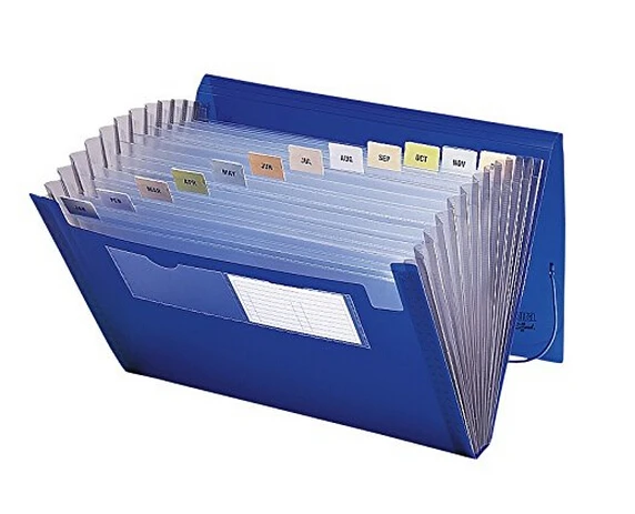 A4 Expanding File Folder Organiser Paper Holder Blue Green Black White 12 Pocket 