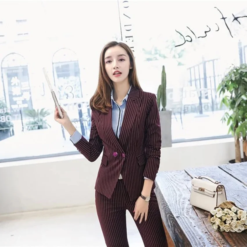 Ladies Suit Arm Design Business Blazer Women Ladies Formal Pants Suit