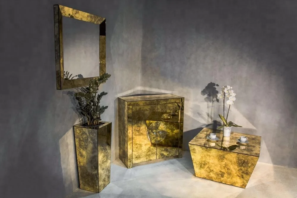 Wholesale Modern Antique Mirror Glass Copper Furniture Mirror Panel Decor Luxury Antique Decoration Mirror Glass for Cabinet