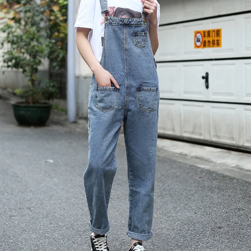 Loose Ladies Jeans Denim Overalls 