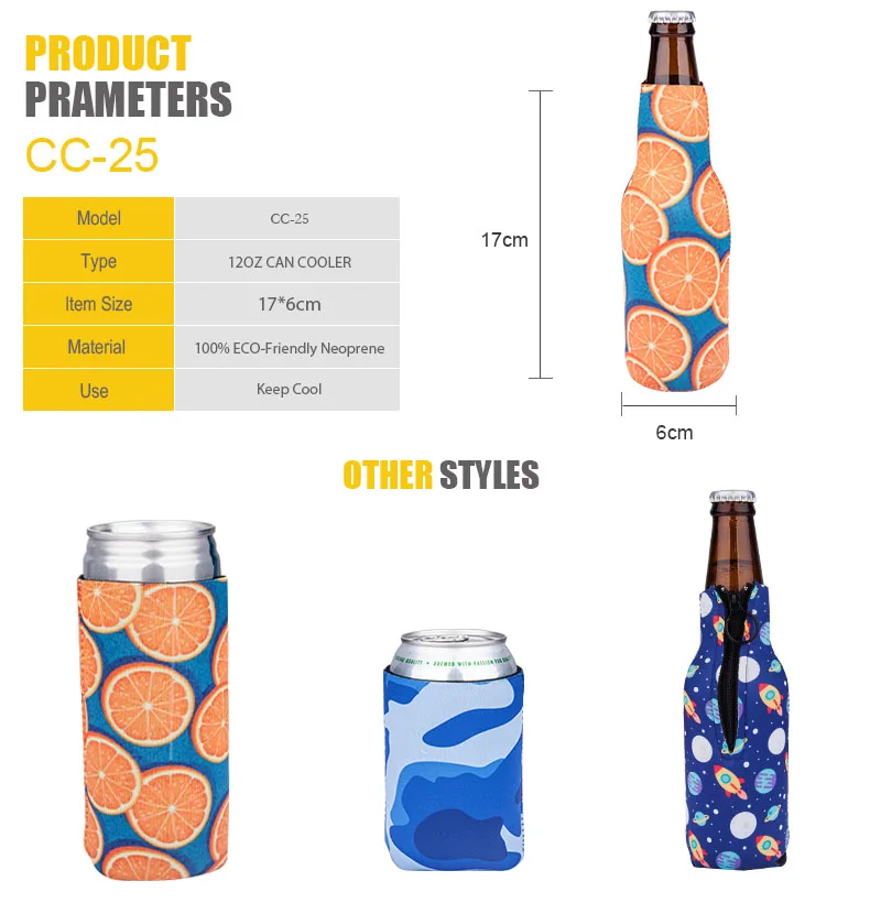 16.9 Oz Insulated Water Can Cooler In Bulk Neoprene Bottle Cooler Berr