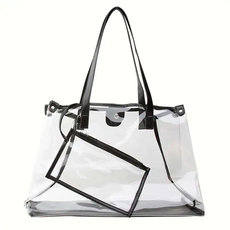 Source Clear rubber PVC tote bag with zipper wallet PVC beach bag on  m.