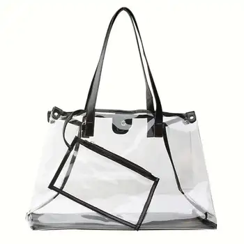 Source Clear PVC Vinyl Plastic Transparent envelope Clutch Beach