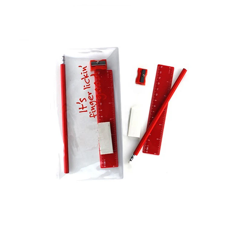 Pb215115 Pvc Pencil Bag Stationery Set/pencil/ruler/eraser/sharpener