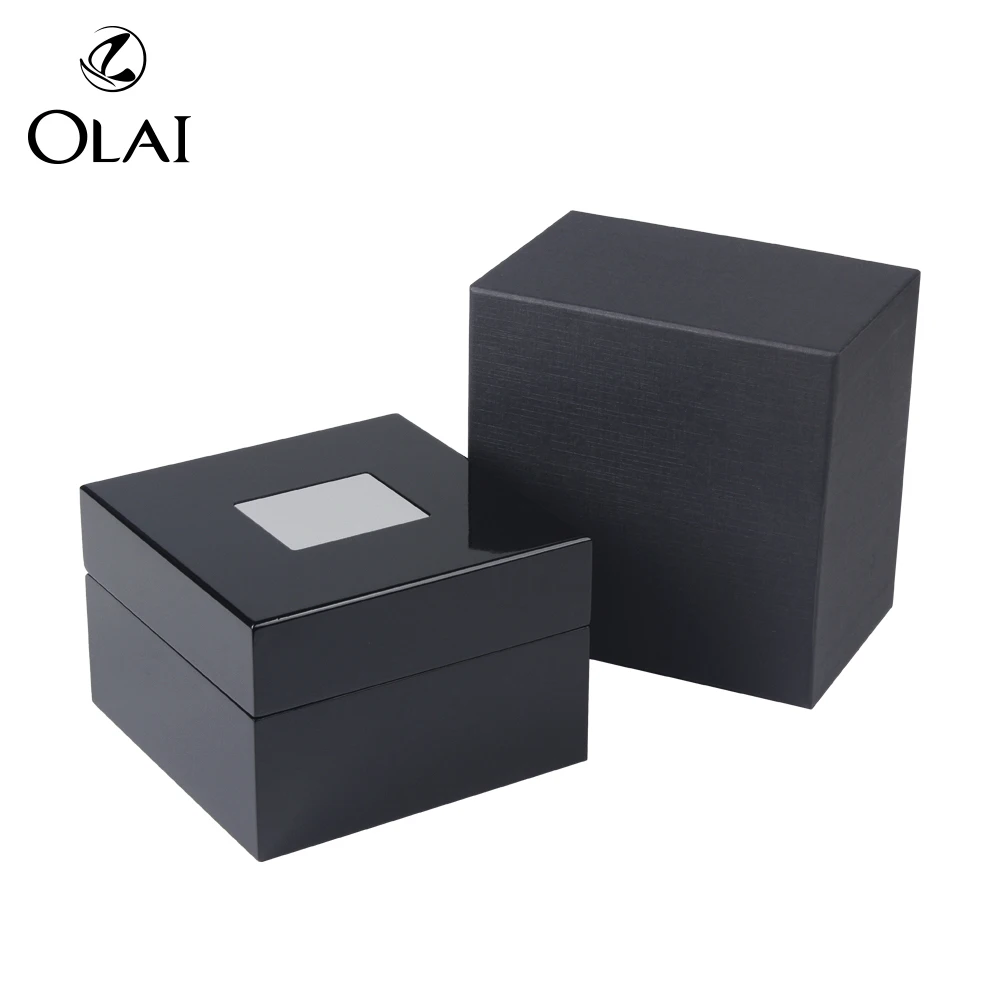 Роскошная черная лакированная деревянная коробка для часов для упаковки с защитным покрытием