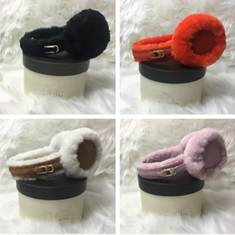 Зимние наушники из натурального меха ягненка для детей и