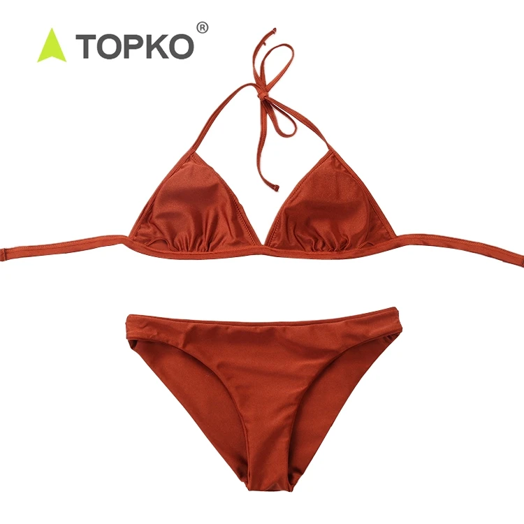 TOPKO моды с лямкой на шее ремешок шею одноцветные футболки для девочек купальный костюм бикини; Лидер продаж; Пикантная обувь очень бикини