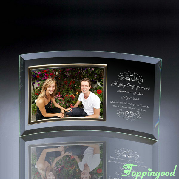 Изогнутая Стеклянная фоторамка счастливого помолвки для гостей свадьбы