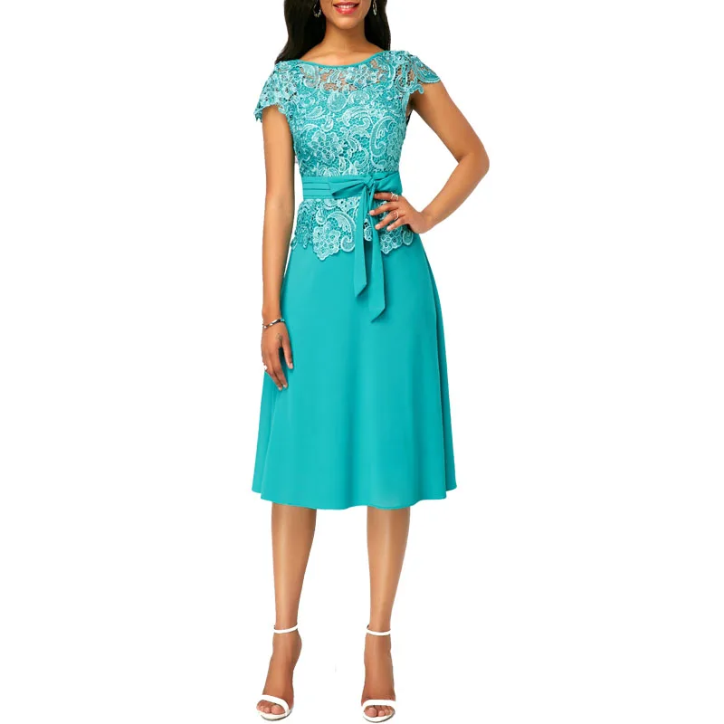 turquoise blue lace dress