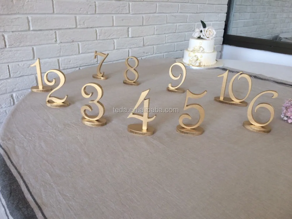 Wedding Table Numbers Gold