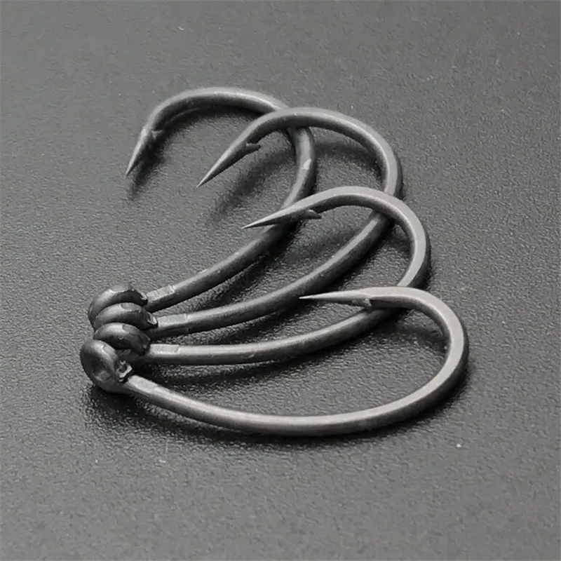 Рыболовный крючок для ловли карпа с покрытием PTEF, зазубрендовый захват с зазубринами и изогнутым хвостовиком, качественный крючок для ловли карпа