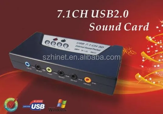 
 Мини цифровой USB 2,0 3D 7,1 аудио 8-канальный видеорегистратор для резонирующей коробки  