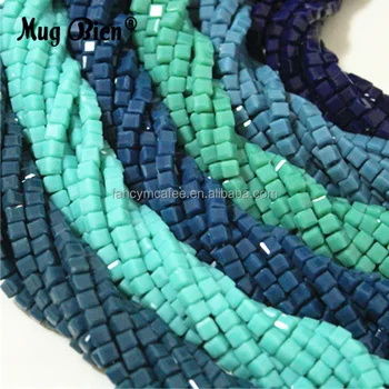 Wholesale Custom Square beads Geometry Shaped Crystal Beads Green Blue Glass Cube Beads