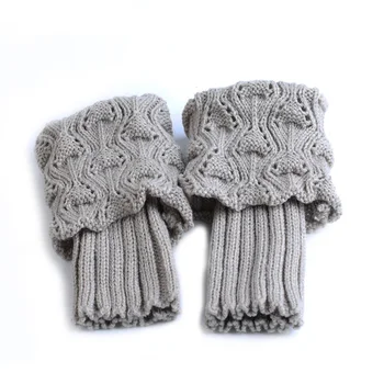 Mujer Invierno Cálido Crochet Tejido Adorno de Pelo Calentadores Puños Bota  <