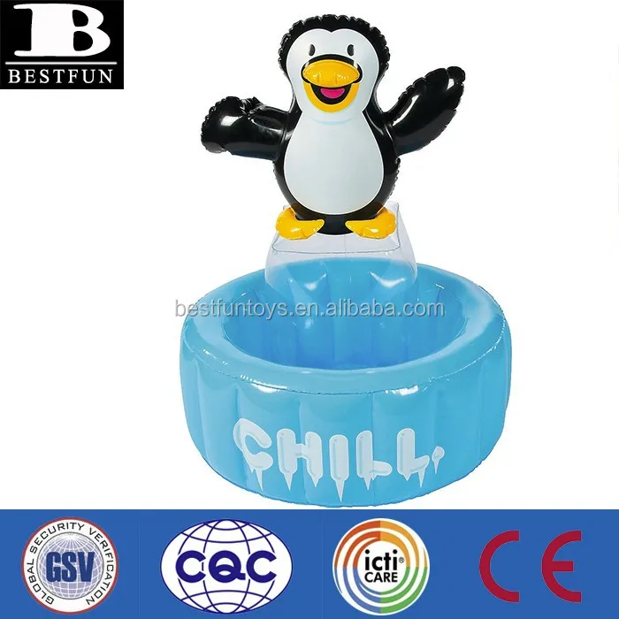 Factory Customized Durable PVC Penguin Inflatable Cooler Wine Bottle Cooler Chillder Ice Bucket for BBQ Party