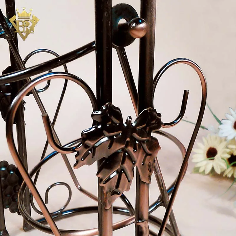 Swing Design Iron Metal Wine Bottle Organizer Holder Display Rack for Single Bottle