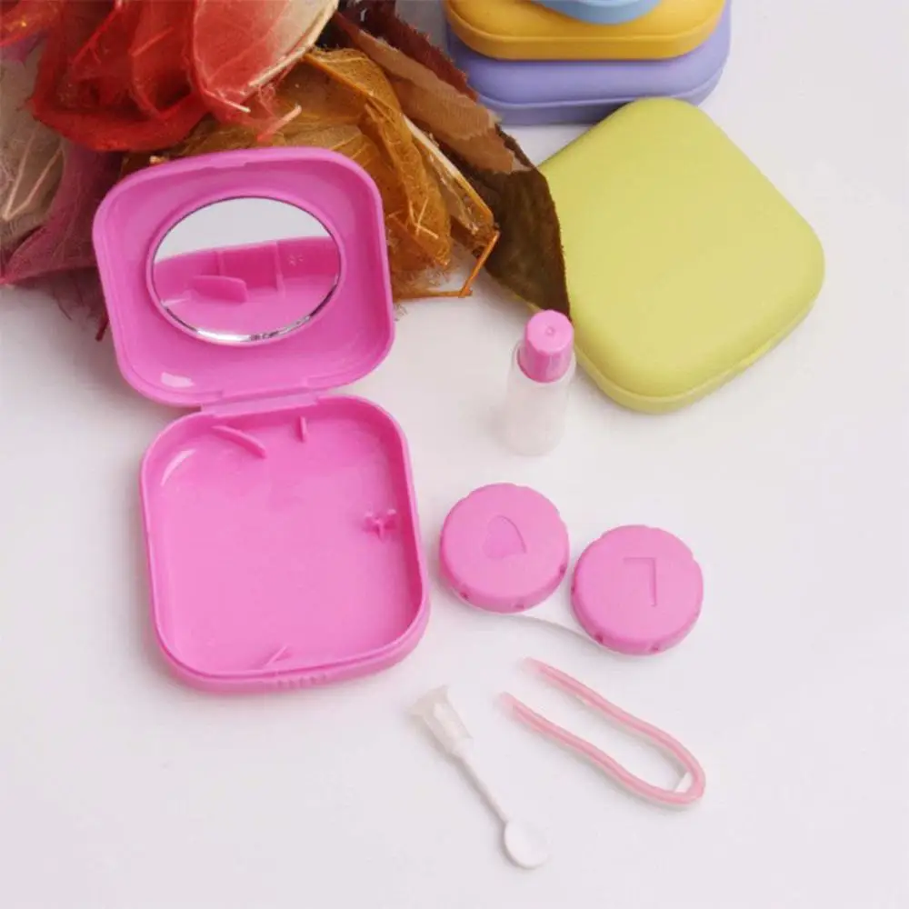 Cute Pocket Mini Contact Lens Case Travel Mirror Container 5 Colors ...