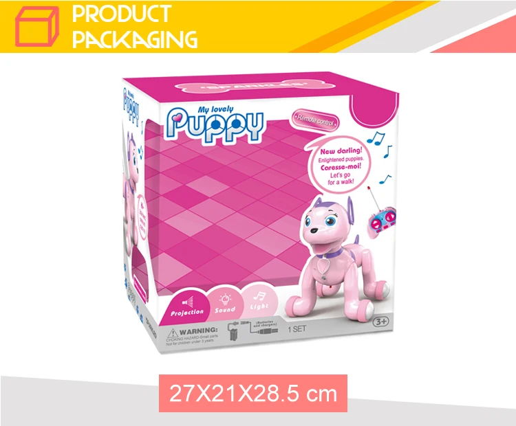 Розовый ходящий щенок интерактивные игрушки Пластиковые rc робот собака продукты