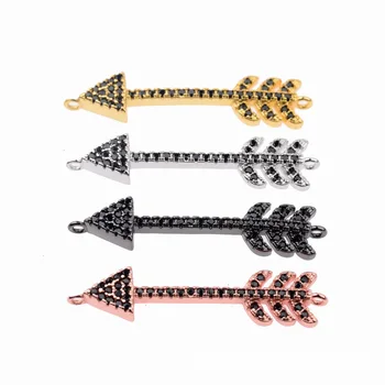 Occident Stylish Minimally Set Zircon Arrow Black Diamond Bracelet Arrow Zircon Accessories Arrow Shaped Zircon Charm Connector