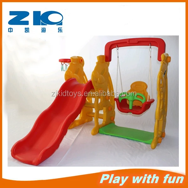Durable Kids Garden Rabbit Indoor Plastic Swing and Slide Set for Preschool