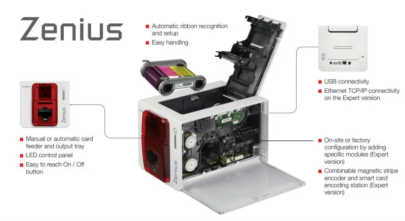 Student Employee School Government ID Card Evolis Zenius Single Side Plastic PVC ID Card Printer
