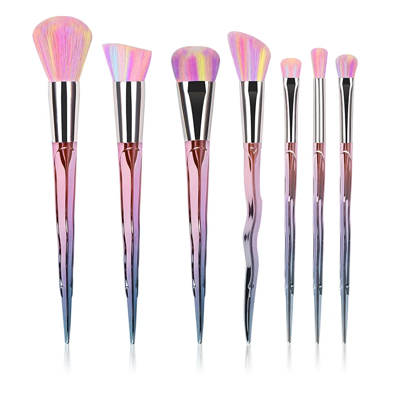 
New Design Rainbow Color Unicorn Shiny Makeup Brushes 