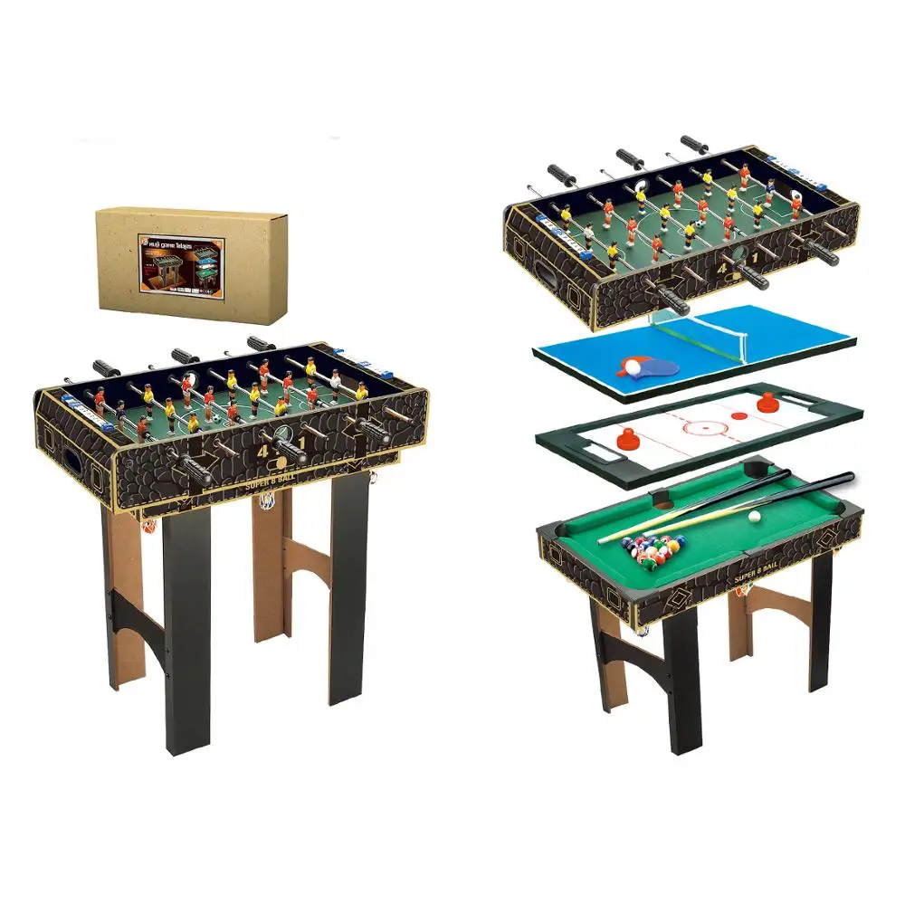 Складной Игровой Стол 4 в 1, детский игровой комнатный стол, 4 разных игры, бассейн, мяч, футбол, настольный теннис, воздушный хоккей
