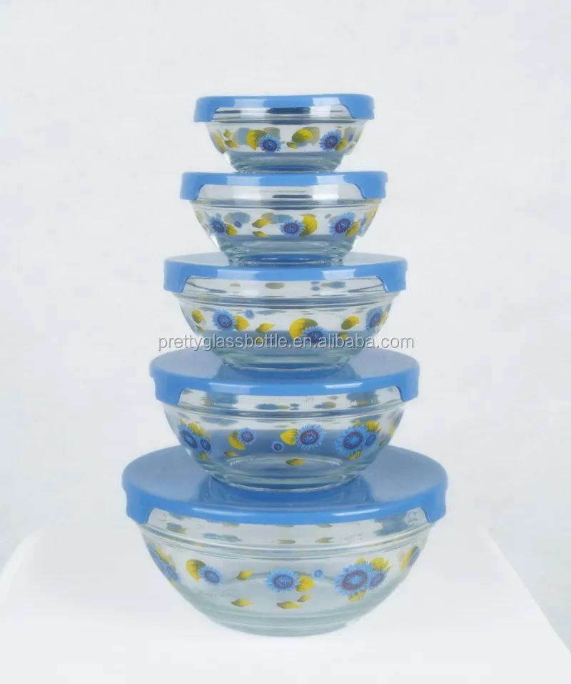 Hot Sale 5PCS 5oz/8oz/12oz/19oz/32oz Glass Salad Food Bowls Set with  Colorful Plastic Lid - China 5PCS Glass Bowls Set and Glass Bowls Set price