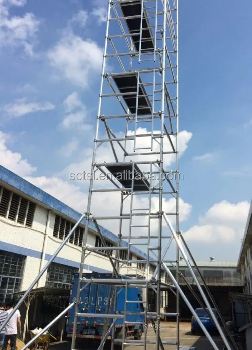 Ladder Tower Echafaudages Telescopic Mobile Scaffolding Aluminium En Aluminium 14m 15m 16m Aluminum 6082-T6 Office Building 51mm